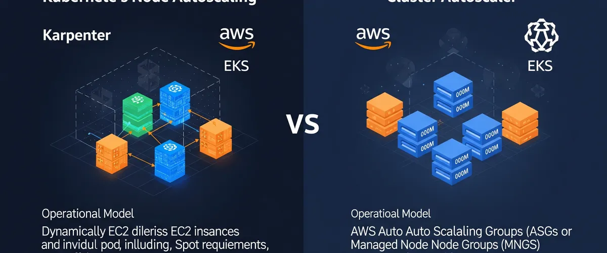 Blog post image for Karpenter vs. Cluster Autoscaler on AWS: Picking the Right Tool for Your Kubernetes Scaling - Compare Karpenter and Cluster Autoscaler on AWS for Kubernetes scaling. Understand their architecture, performance, cost efficiency, and choose the right tool for your needs.