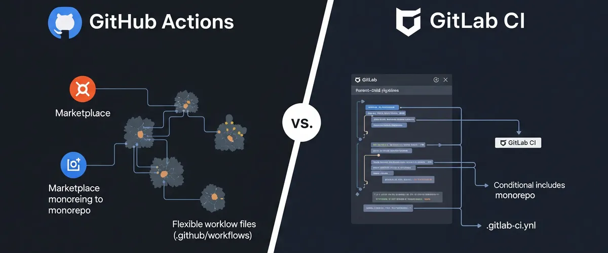 Blog post image for GitHub Actions vs. GitLab CI for Monorepos: Which One Wins? - Comparing GitHub Actions and GitLab CI for monorepo management. Analyze features, CI/CD pipelines, parallel jobs, caching, secrets management, and real-world experiences to choose the best platform.