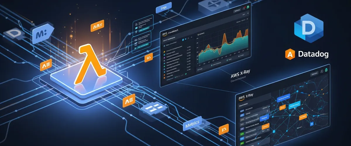Blog post image for AWS Lambda Observability: Monitoring with CloudWatch, X-Ray, and Datadog - How to monitor AWS Lambda functions with CloudWatch, X-Ray, and Datadog: tracking performance, troubleshooting failures, and cutting costs in serverless applications.