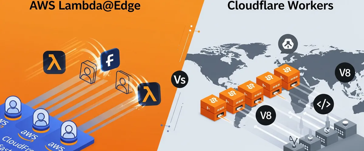 Blog post image for Edge Computing: AWS Lambda@Edge vs. Cloudflare Workers. A Practical Guide - A practical comparison of AWS Lambda@Edge and Cloudflare Workers: cold starts, pricing, language support, and which one fits low-latency web and IoT workloads.