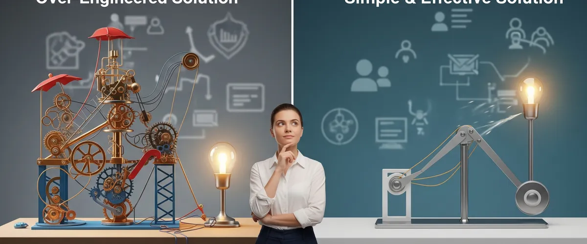 Blog post image for How to Avoid Over-Engineering Your Code? - The causes and symptoms of over-engineering in software development, and practical strategies for keeping code simple and aligned with business needs.