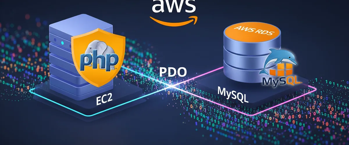 Blog post image for How to Connect to AWS RDS MySQL Database to EC2 Instance With PHP By Using PDO - In this post, we will learn how to connect to AWS RDS MySQL Database to EC2 Instance With PHP By Using PDO.