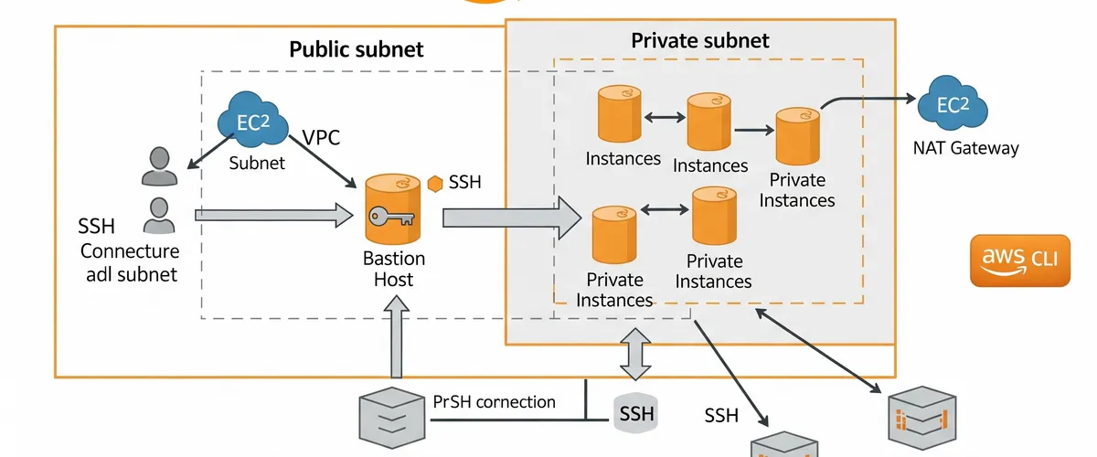 Blog post image for How To Setup Bastion Host on AWS using AWS CLI - In this post, we will learn the best practices of setting up a Bastion Host on AWS using the AWS CLI for secure and remote access to EC2 instances within a Virtual Private Cloud (VPC). We will guide you through creating a VPC, subnets, internet gateway, and configuring the Bastion Host with the appropriate permissions. This post is intended for those who are familiar with AWS and have some basic knowledge of networking and SSH.