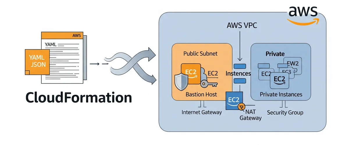 Blog post image for How To Setup Bastion Host on AWS using CloudFormation Template - Learn how to set up a secure Bastion Host on AWS using CloudFormation templates. This tutorial covers the steps to create a VPC, subnets, security groups, and instances, then test Internet connectivity. Detailed instructions and sample code are included.