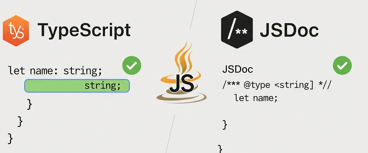 Blog post image for TypeScript vs. JSDoc: Static Type Checking in JavaScript Compared - A comparison of TypeScript and JSDoc for catching type errors in JavaScript: how each one works, what each one costs, and when to pick one over the other.