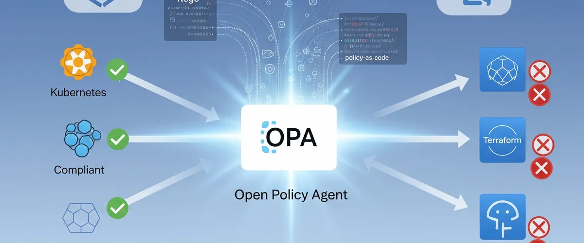 Blog post image for Policy as Code with Open Policy Agent: A Technical and Governance Perspective - Use Policy as Code with Open Policy Agent (OPA) to boost your cloud governance, security, and compliance. This guide covers the basics, benefits, how to integrate with Terraform and Kubernetes, common challenges, and real-world examples.