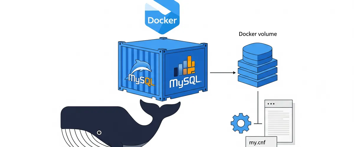 Blog post image for How To Run MySQL in a Docker Container: A Step-by-Step Guide with Customization Tips - How to run a MySQL database in a Docker container: starting a container, connecting to it, customizing its configuration, and using volumes for data persistence, plus tips for optimizing your setup. For developers, sysadmins, and database administrators.
