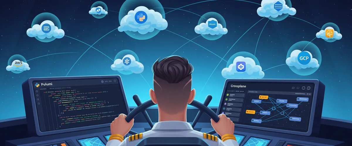 Blog post image for Navigating the Future of Cloud with Multi-Cloud IaC: Pulumi and Crossplane - How Pulumi and Crossplane approach multi-cloud Infrastructure as Code: reducing vendor lock-in, and what each tool is actually good at.